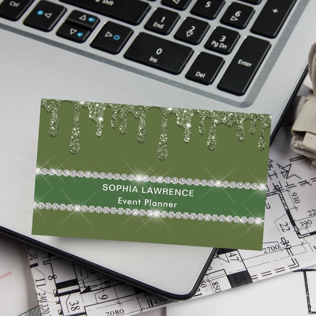 Tarjeta De Visita Modern Sage Green Purpurina (Subido por el creador)