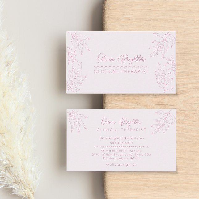 Tarjeta De Visita Modern Script Pale Blush Pink Therapist (Subido por el creador)