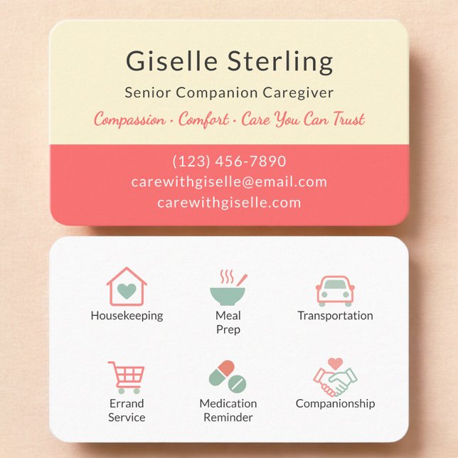 Tarjeta De Visita Modern Senior Caregiver Home Help (Subido por el creador)