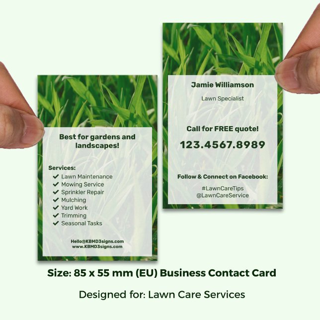 Tarjeta De Visita Modern Service List Call to Action Lawn Care (Modern Service List Call to Action Lawn Care Business Card; Size: 85 x 55 mm (EU))