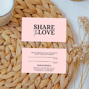 Tarjeta De Visita Modern Share the love blush pink refiérase a un am