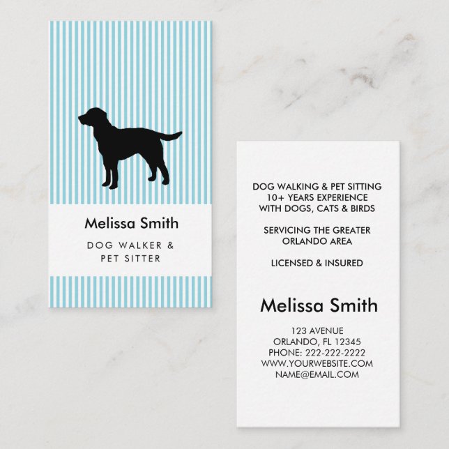 Tarjeta De Visita Modern Silhouette Dog Walking Dog Sitting Business (Anverso / Reverso)