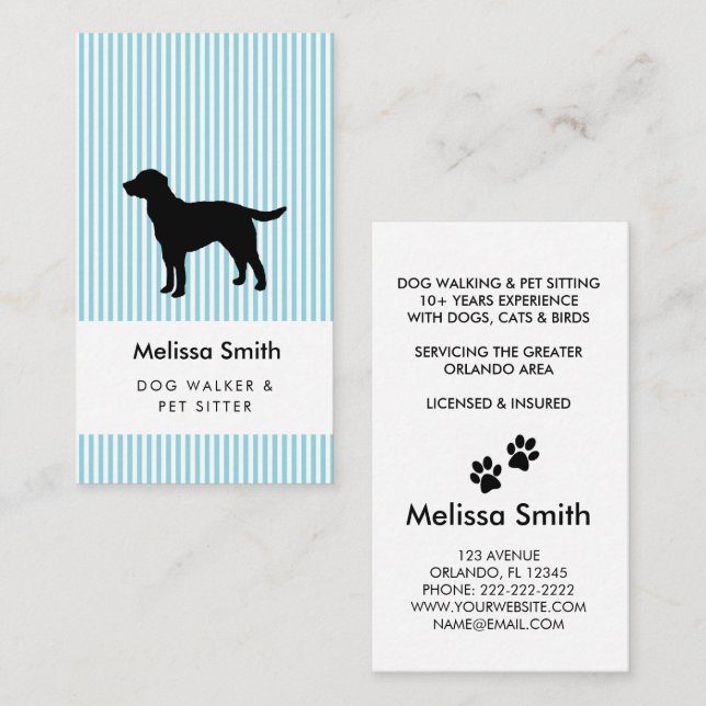 Tarjeta De Visita Modern Silhouette Dog Walking Dog Sitting Business (Anverso / Reverso)