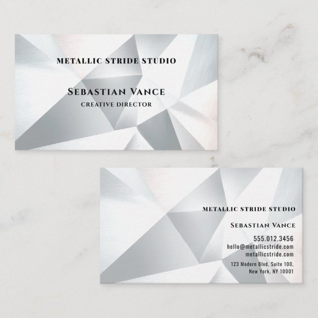 Tarjeta De Visita Modern Silver Geometric (Anverso / Reverso)
