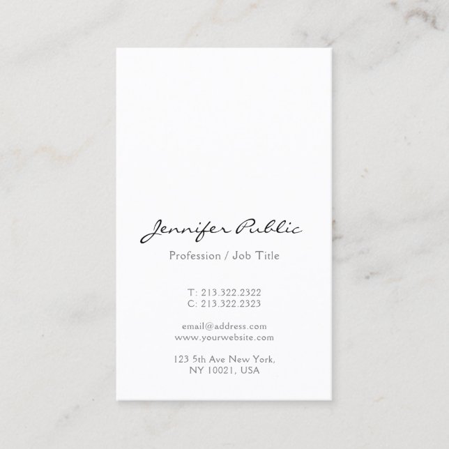 Tarjeta De Visita Modern Simple Elegant Script Name Trendy Vertical (Anverso)