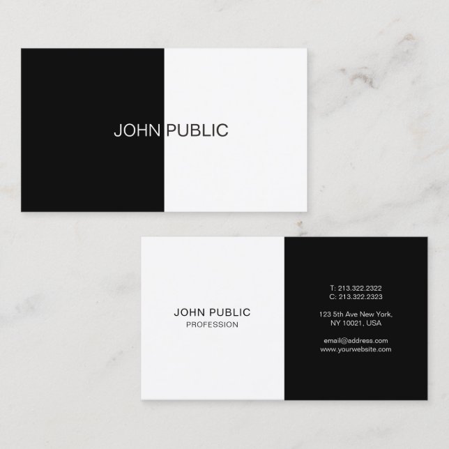 Tarjeta De Visita Modern Simple Elegant Template Black And White (Anverso / Reverso)