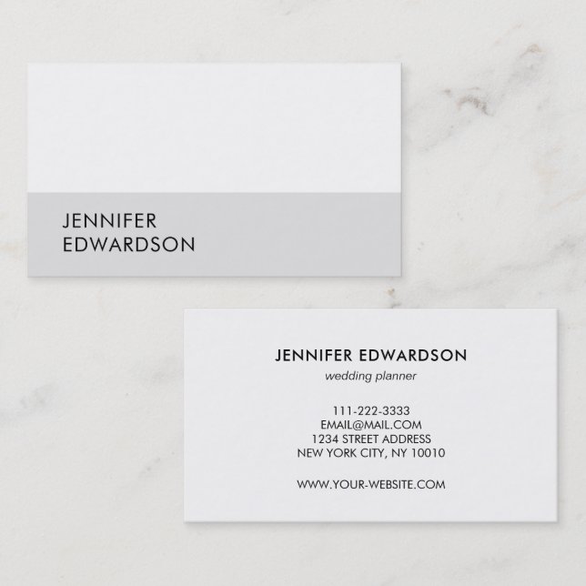 Tarjeta De Visita Modern simple minimalist white gray professional (Anverso / Reverso)
