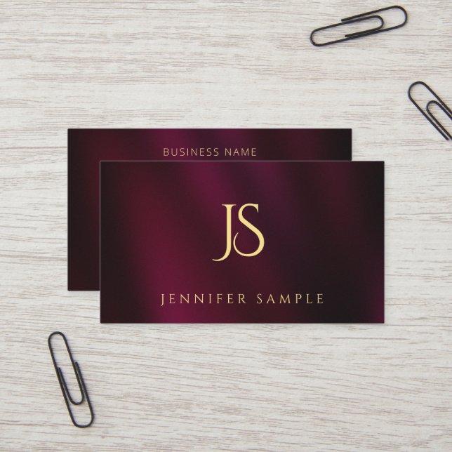 Tarjeta De Visita Modern Simple Professional Elegant Gold Monogram (Anverso/Reverso In Situ)