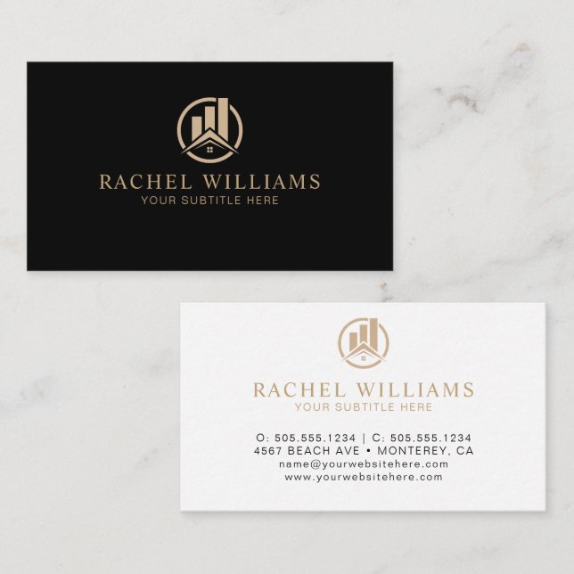 Tarjeta De Visita Modern simple Real Estate Promotional Realtor Logo (Anverso / Reverso)