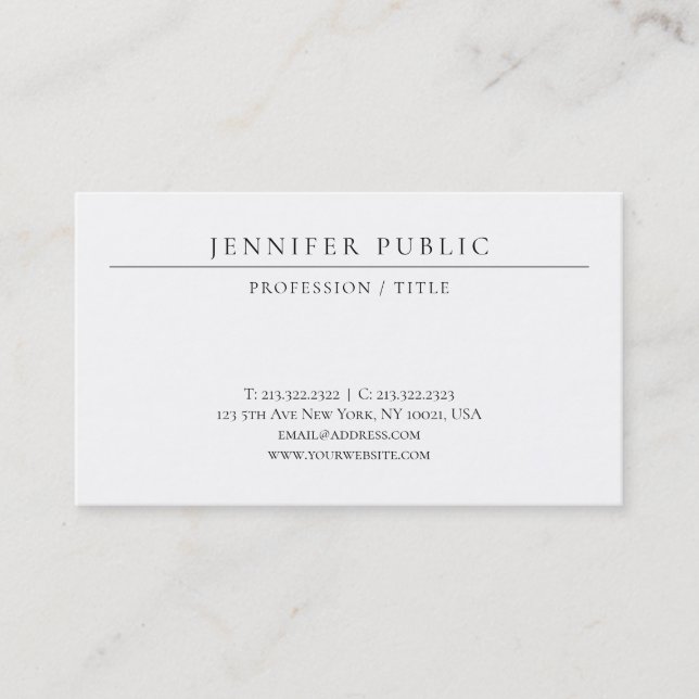 Tarjeta De Visita Modern Simple Template Elegant Luxury Paper (Anverso)