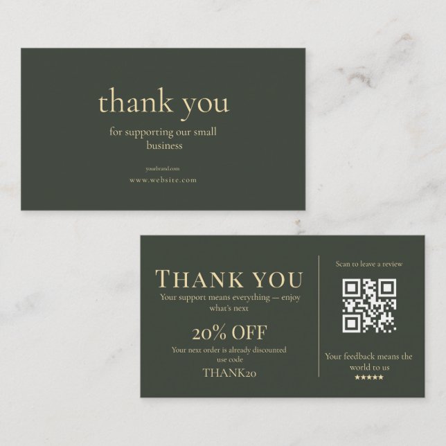 Tarjeta De Visita Modern Small Business Thank You Discount QR Card  (Anverso / Reverso)