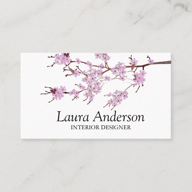 Tarjeta De Visita Modern Spring Cherry Blossom Professional  (Anverso)