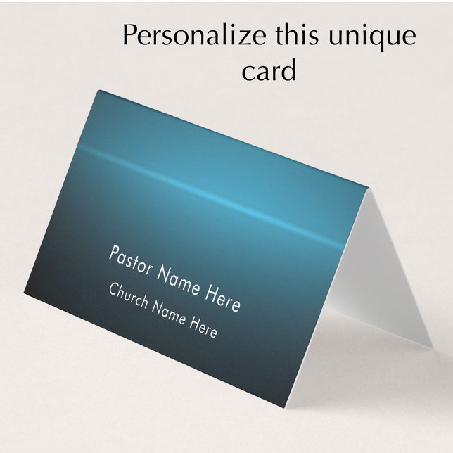 Tarjeta De Visita Modern Stylish Custom Text Christian Church Pastor (Personalize this unique modern blue turquoise business card template. Stylish pastor contact card.)