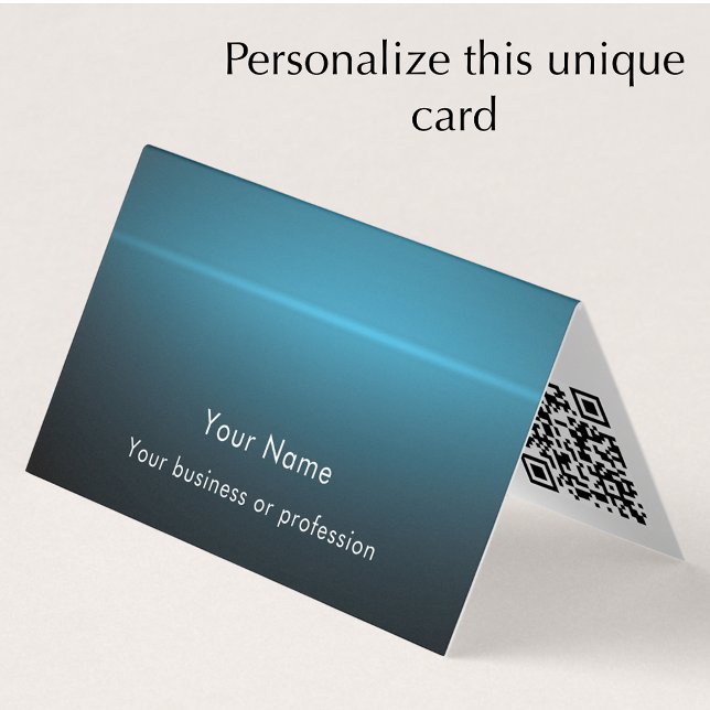 Tarjeta De Visita Modern Stylish Custom Text QR Code Technology (Personalize this unique modern blue turquoise and black business card template. Add QR code.
)