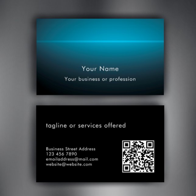 Tarjeta De Visita Modern Stylish Custom Text QR Code Technology (Use the QR Code generator to personalize this cool blue gradient modern profession business card.
)