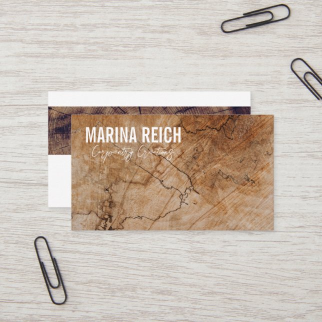 Tarjeta De Visita modern stylish woodworkers Business Card (Anverso/Reverso In Situ)