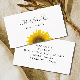 Tarjeta De Visita Modern Sunflower Rustic Floral Business Card