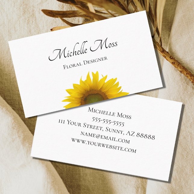 Tarjeta De Visita Modern Sunflower Rustic Floral Business Card (Subido por el creador)