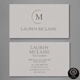 Tarjeta De Visita Modern Taupe Gray Logo Business Branding