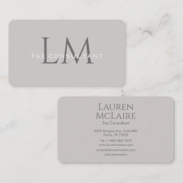 Tarjeta De Visita Modern Taupe Gray Monogram Business Card