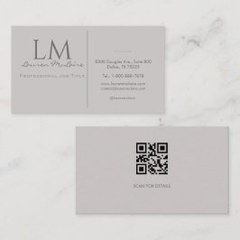 Tarjeta De Visita Modern Taupe Gray QR Code Business Branding