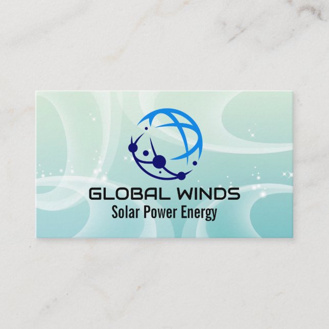 Tarjeta De Visita Modern Tech Globe Logo | Solar Winds Background (Anverso)