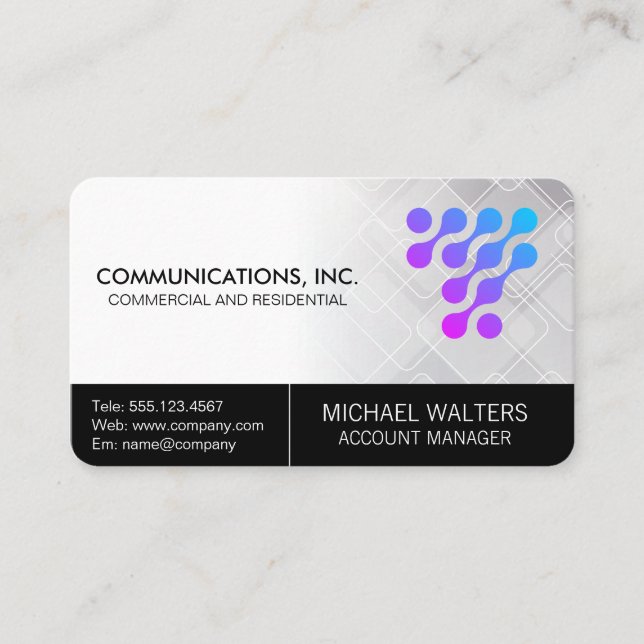 Tarjeta De Visita Modern Tech Logo | Communications Start Up (Anverso)