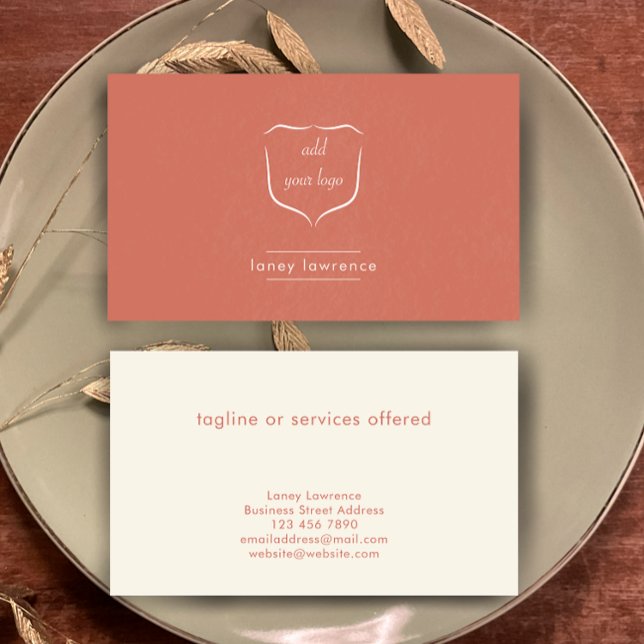 Tarjeta De Visita Modern Terracotta Add Logo Beauty Professional (Custom textured terracotta business card template. Modern simple add your logo and name. 
)