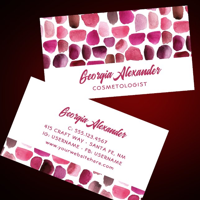 Tarjeta De Visita Modern Trendy Watercolor Abstract Cosmetologist (Subido por el creador)