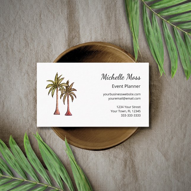 Tarjeta De Visita Modern Tropical Boho Palm Trees Event Planner  (Subido por el creador)