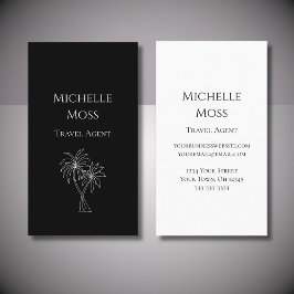 Tarjeta De Visita Modern Tropical Palm Trees Drawing Black