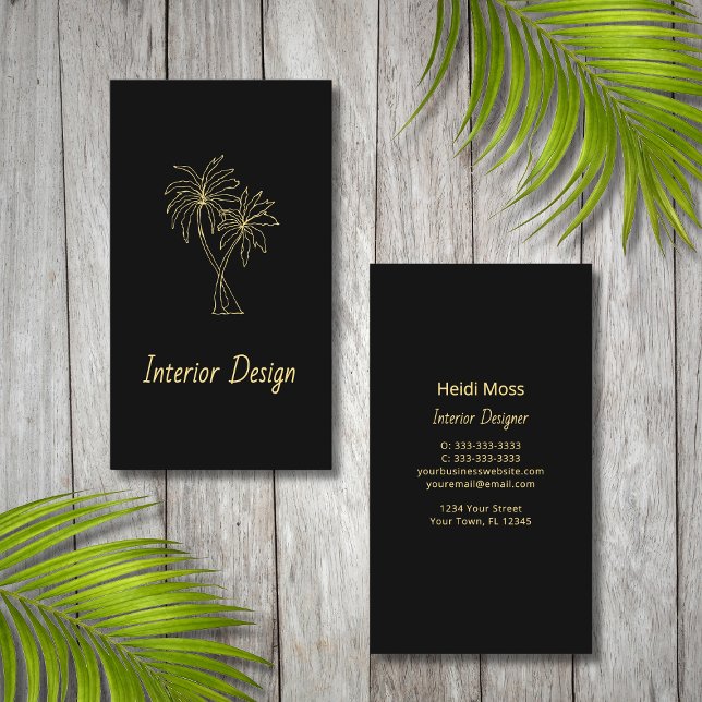 Tarjeta De Visita Modern Tropical Palm Trees Elegant Interior Design (Subido por el creador)