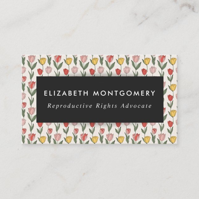 Tarjeta De Visita Modern Tulip Floral Pattern Soft Botanical Spring (Anverso)