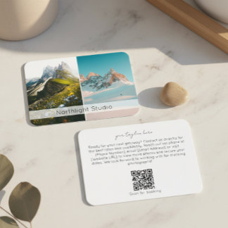 Tarjeta De Visita Modern Two Photo Photography QR Code Camera