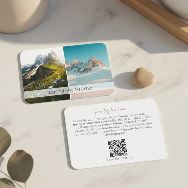 Tarjeta De Visita Modern Two Photo Photography QR Code Camera (Subido por el creador)