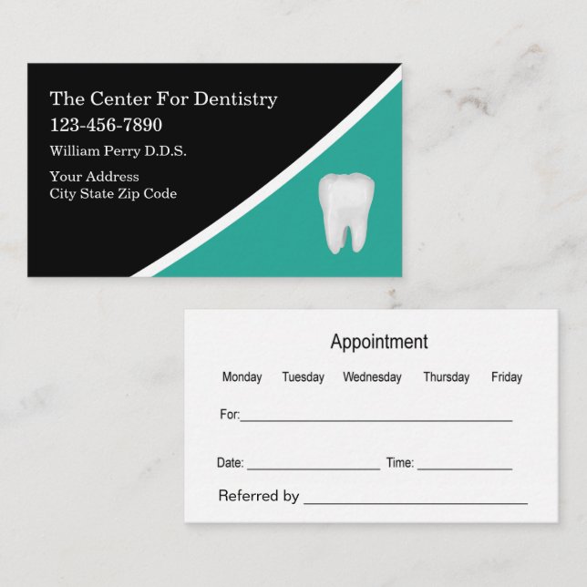 Tarjeta De Visita Modern Unique Dentist Appointment Business Cards (Anverso / Reverso)