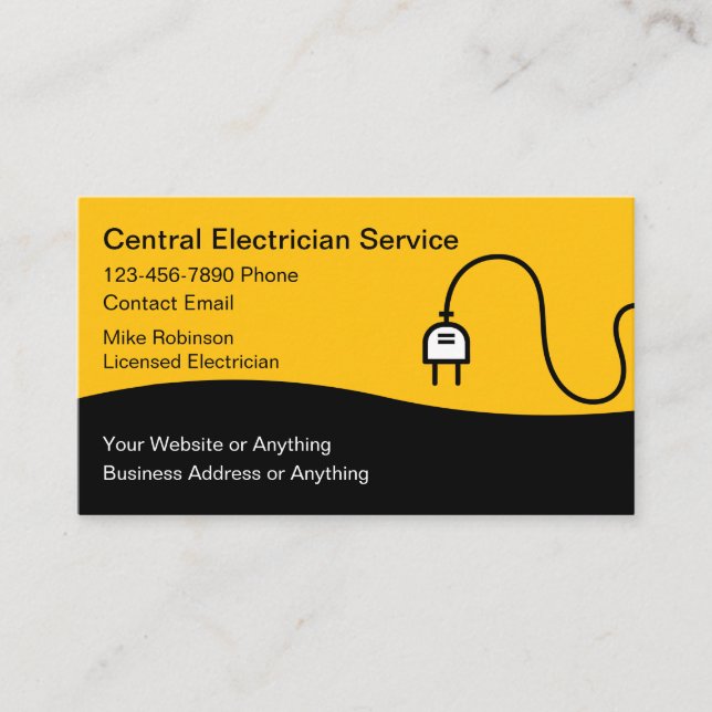Tarjeta De Visita Modern Unique Electrician Business Cards (Anverso)