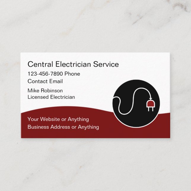 Tarjeta De Visita Modern Unique Electrician Business Cards (Anverso)