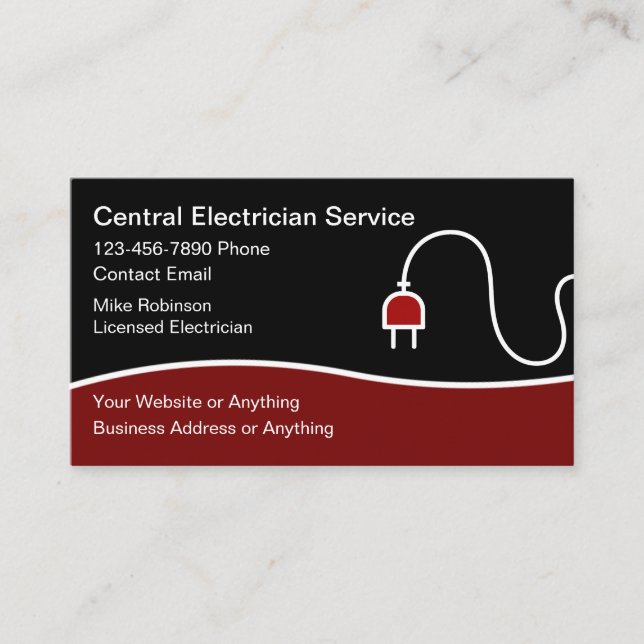 Tarjeta De Visita Modern Unique Electrician Business Cards (Anverso)
