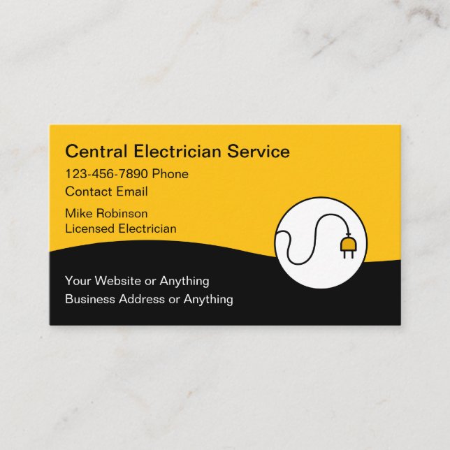 Tarjeta De Visita Modern Unique Electrician Business Cards (Anverso)