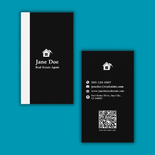 Tarjeta De Visita Modern Vertical Black White Real Estate