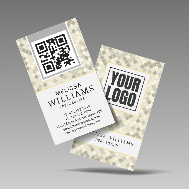 Tarjeta De Visita Modern Vertical Yellow & Gray Geometric  (Subido por el creador)