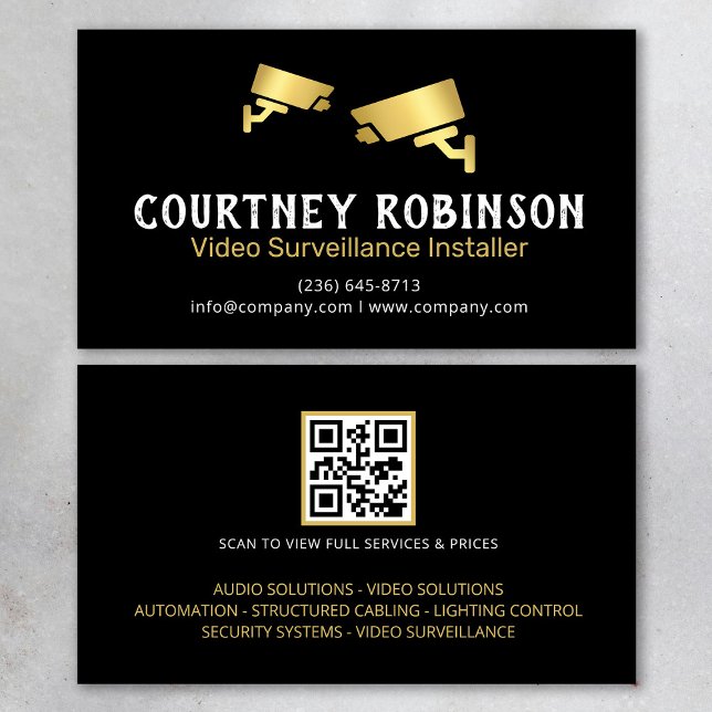 Tarjeta De Visita Modern Video Surveillance Installer QR Code (Subido por el creador)