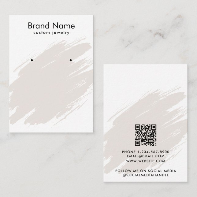 Tarjeta De Visita Modern Watercolor Brown Jewelry Display Card (Anverso / Reverso)