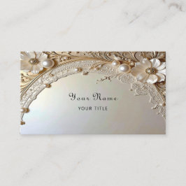 Tarjeta De Visita Modern White Flowers Pearls Business Card