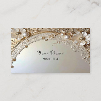 Tarjeta De Visita Modern White Flowers Pearls Business Card