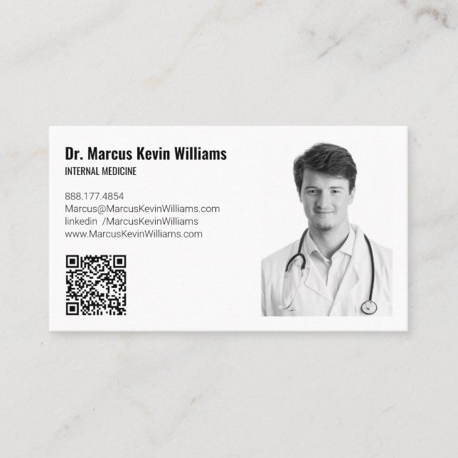 Tarjeta De Visita Modern White Minimalist Medical Doctor Horizontal (Anverso)