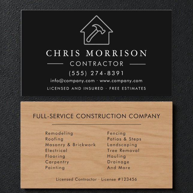 Tarjeta De Visita Modern Wood Accent Construction Contractor (Subido por el creador)