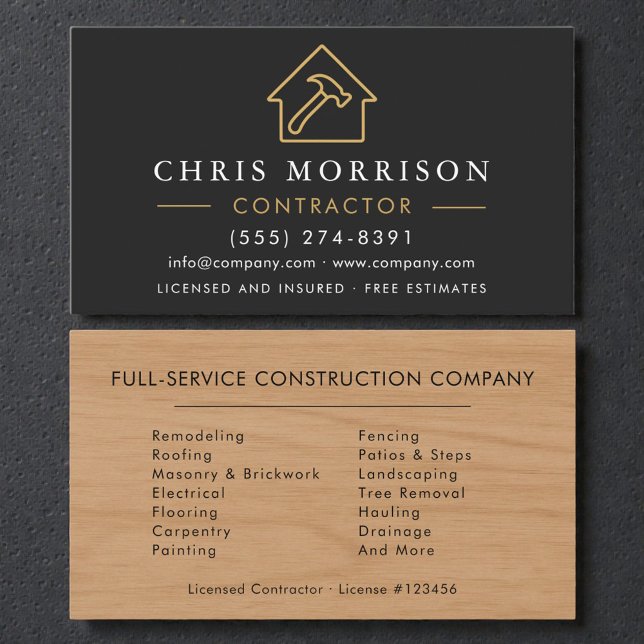 Tarjeta De Visita Modern Wood Building Construction Contractor (Subido por el creador)