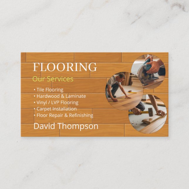 Tarjeta De Visita Modern Wood Flooring Tile Service (Anverso)